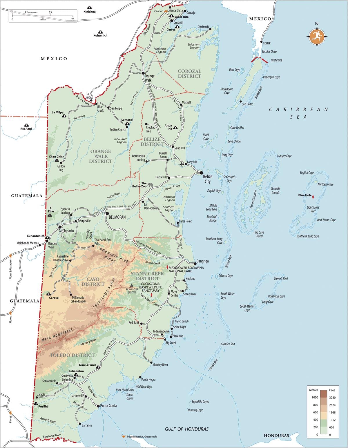 霍普金斯村伯利兹的地图