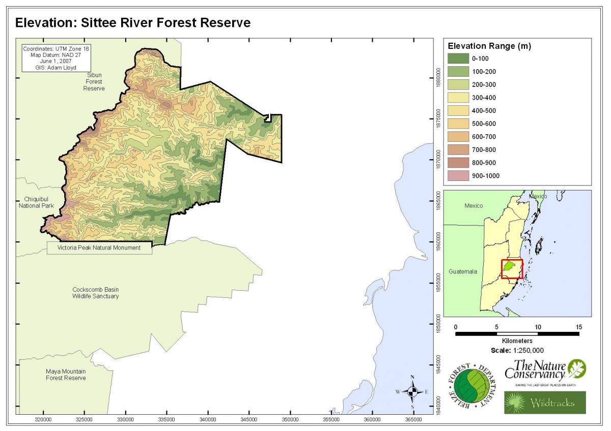 地图sittee伯利兹河