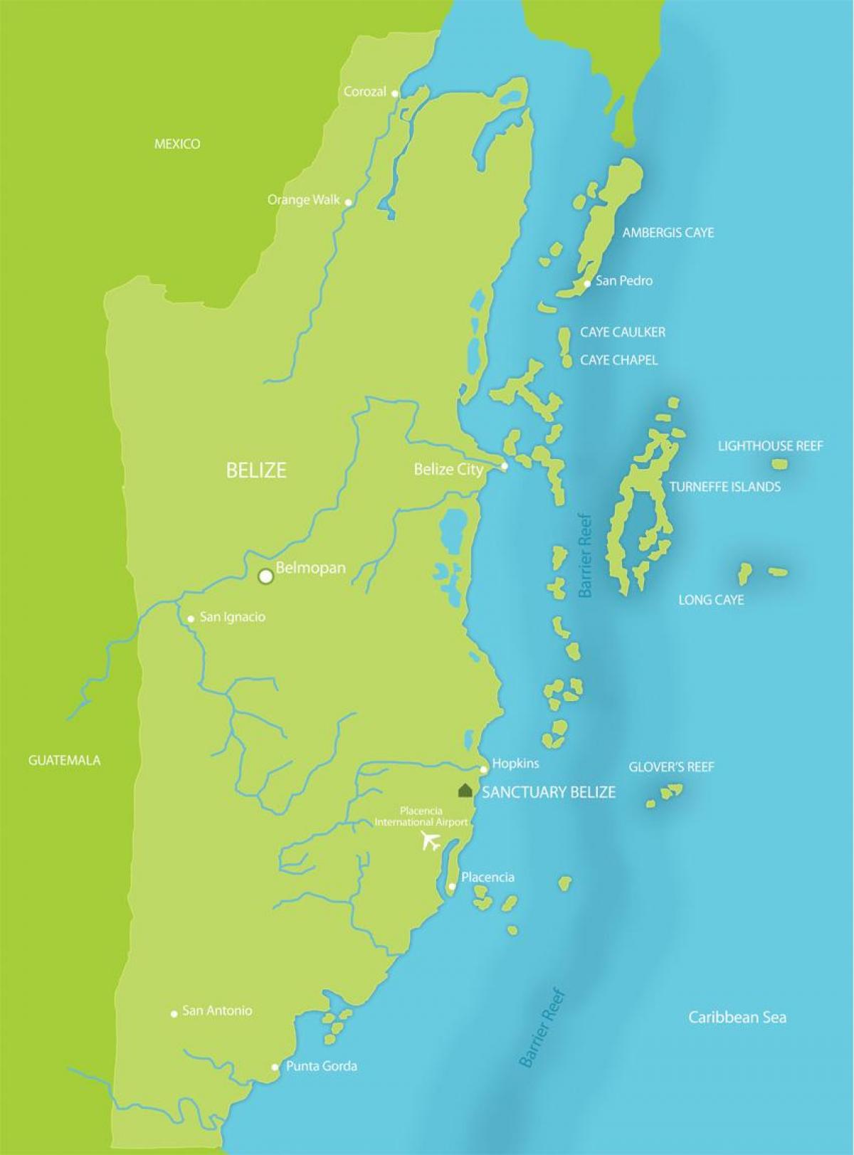 地图为伯利兹保护区