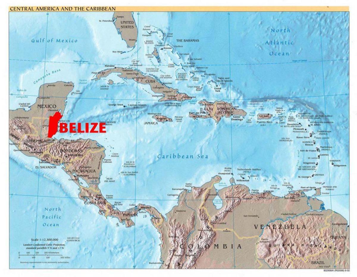 地图为伯利兹的中美洲