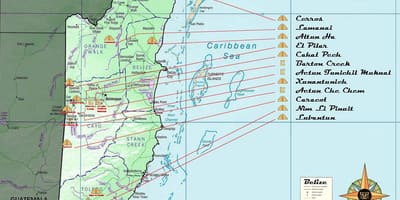 地图为伯利兹的金字塔